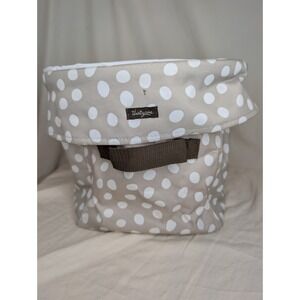 31 Thirty One 9" Round Utility Bin In Lotsa Dots Collapsible Beige White